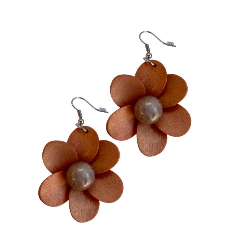 Orecchini Fiore legno - sabbia - Bijondo