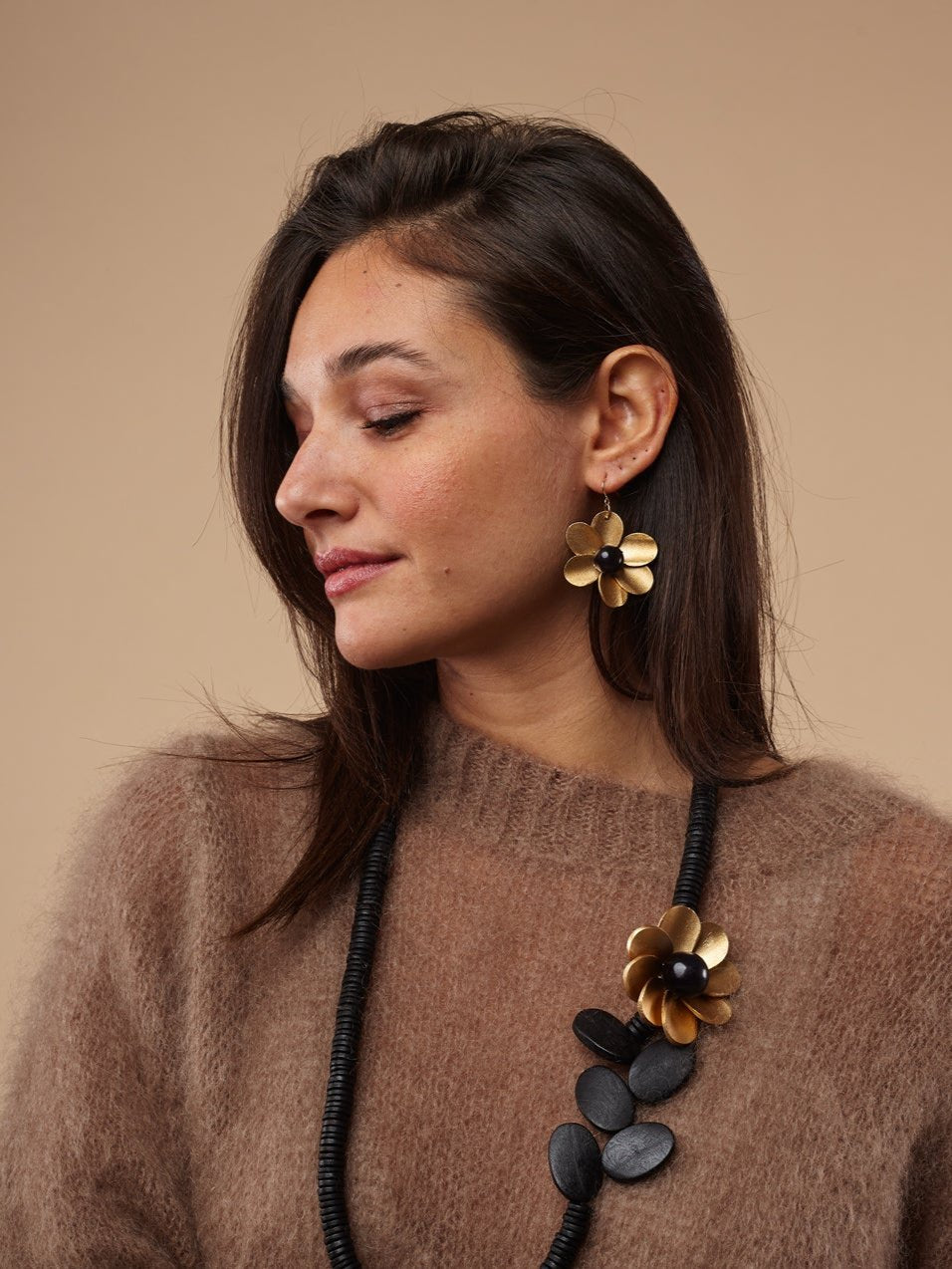 Orecchini Fiore legno Metallic-orecchini-Bijondo-Oro-Bijondo