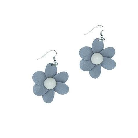 Orecchini Fiore legno - blu polvere - Bijondo