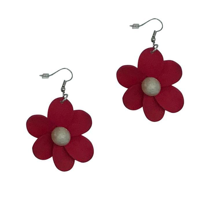 Orecchini Fiore legno - fragola - Bijondo