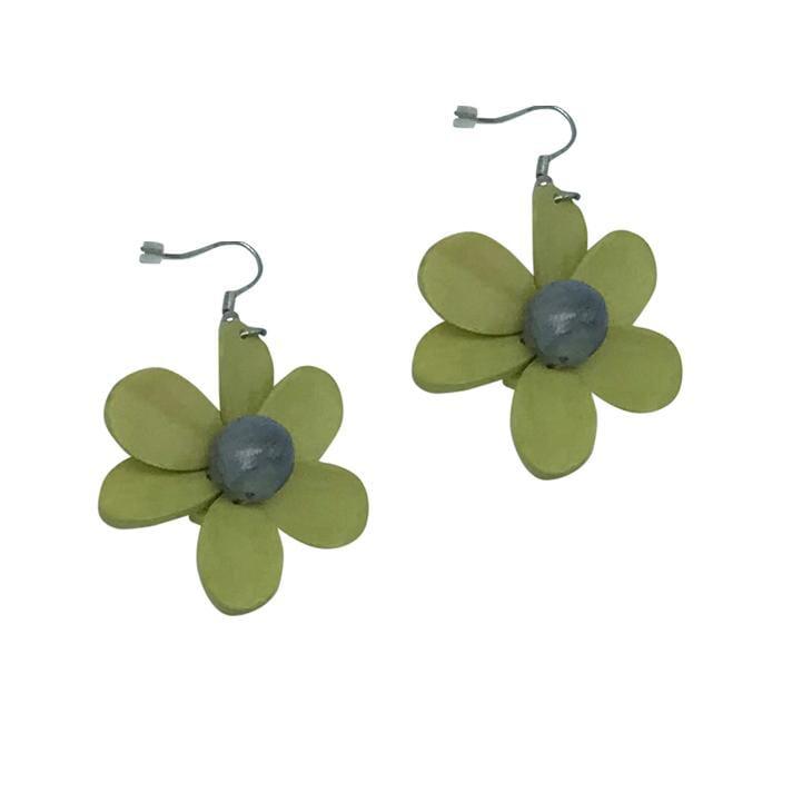 Orecchini Fiore legno - lime - Bijondo