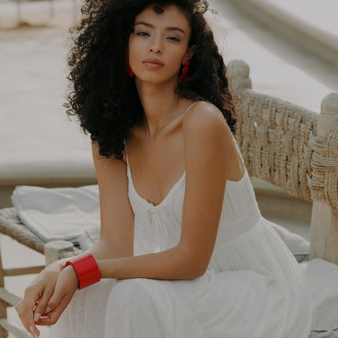 Orecchini Guinea legno - bianco - Bijondo