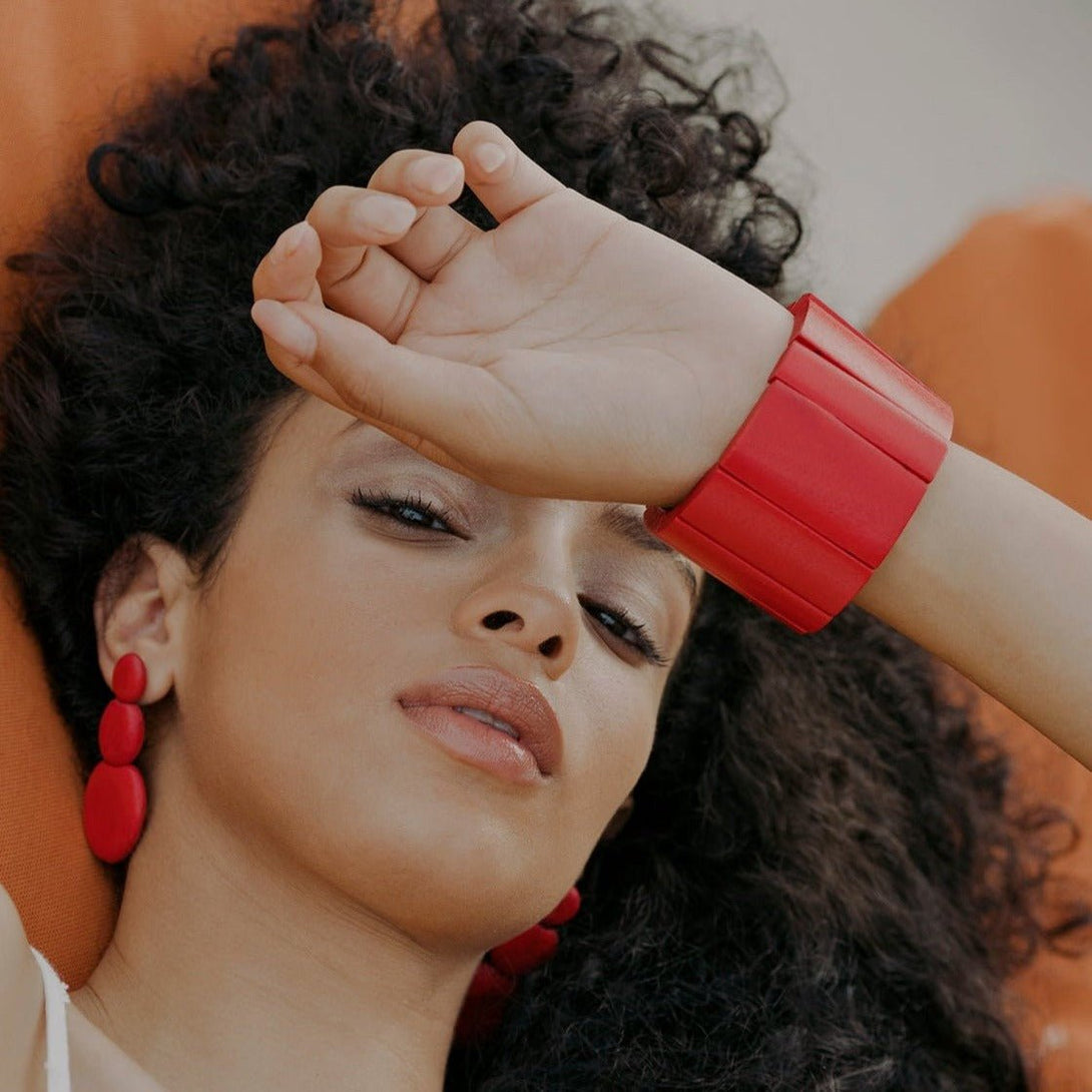 Orecchini Guinea legno - bianco - Bijondo