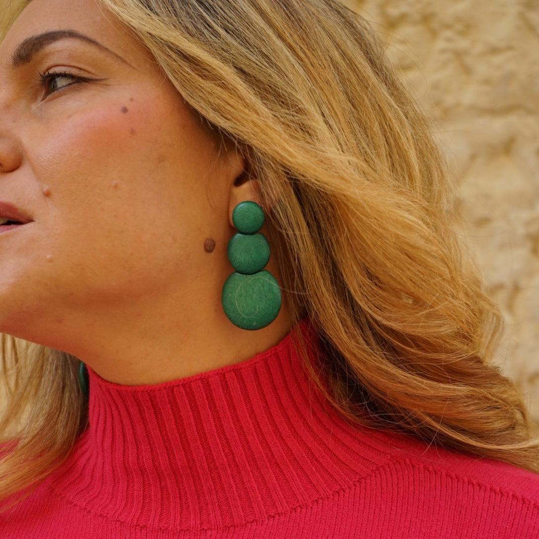 Orecchini Guinea legno - bianco - Bijondo