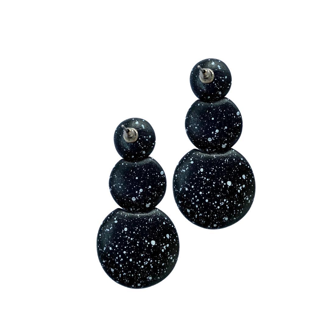 Orecchini Guinea legno - nero screziato - Bijondo