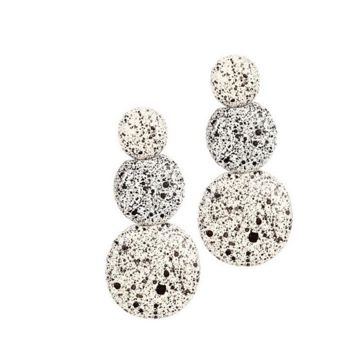 Orecchini Guinea legno - bianco screziato - Bijondo