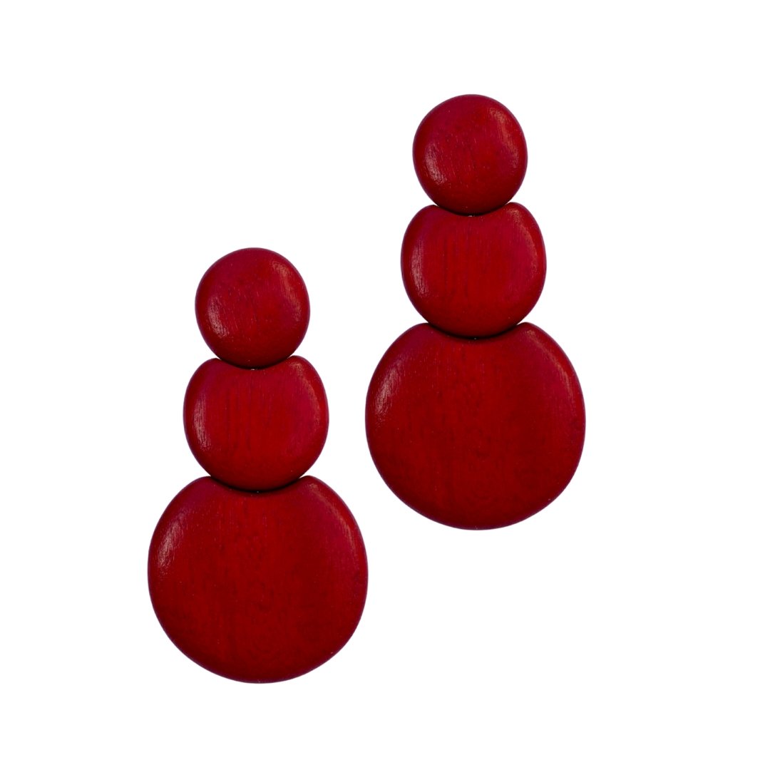 Orecchini Guinea legno - rosso - Bijondo