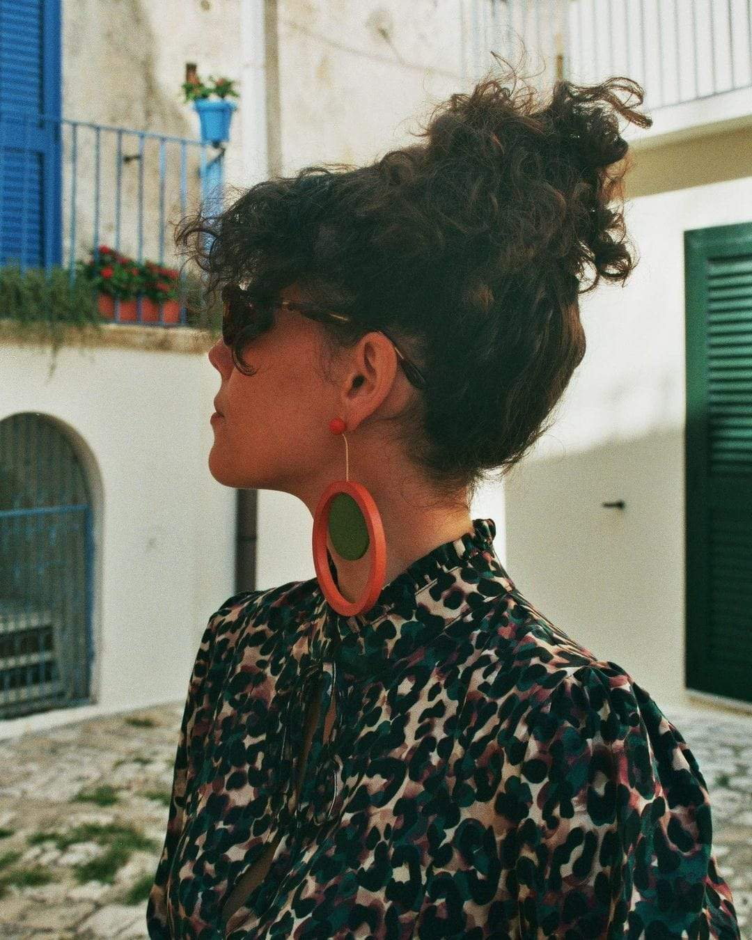 Orecchini Legno Grandi Algeria - blu - Bijondo