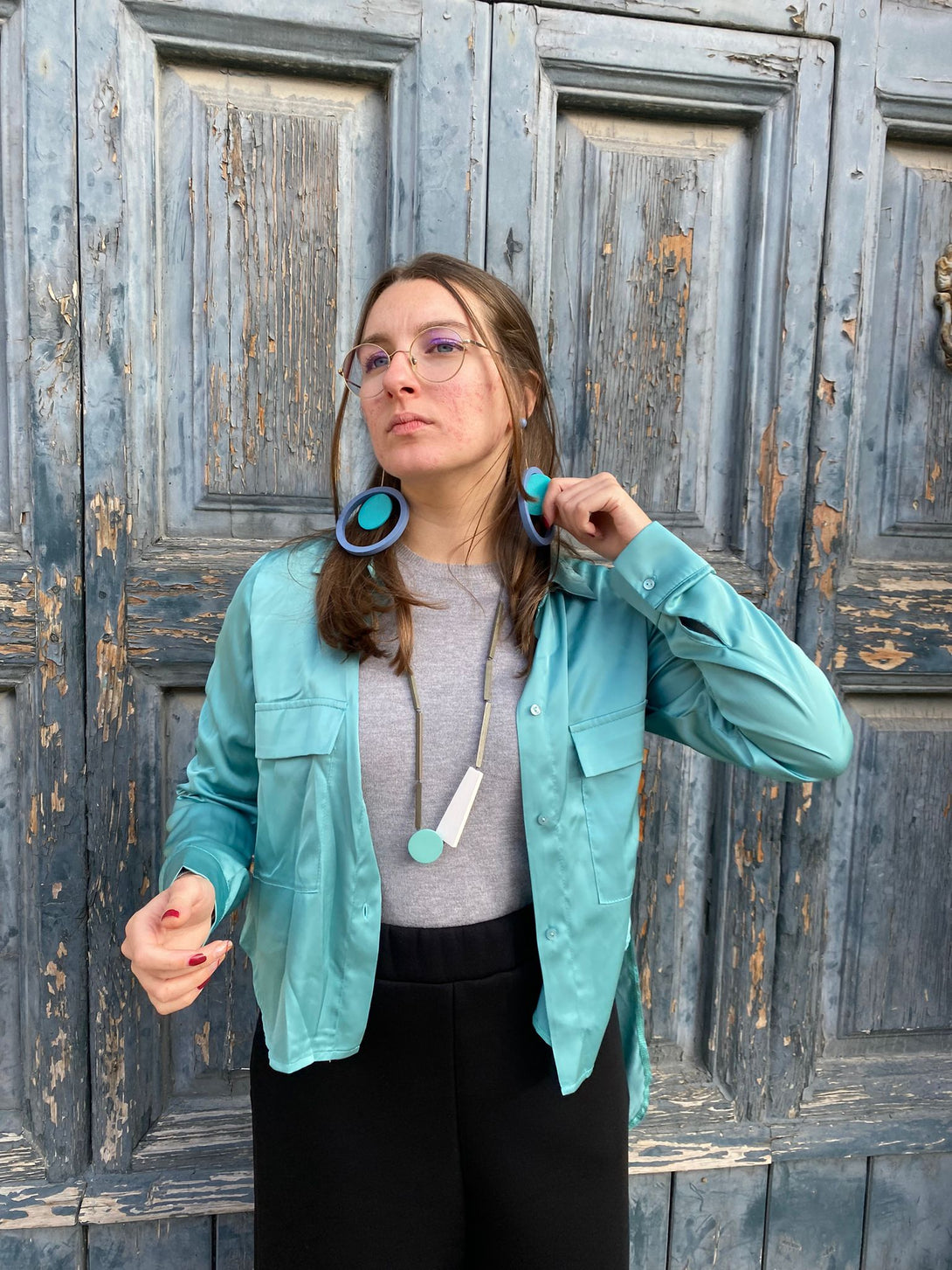 Orecchini Legno Grandi Algeria-verde-Bijondo