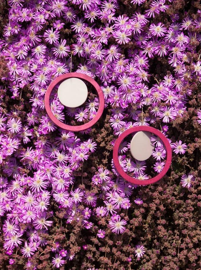 Orecchini Legno Grandi Algeria - fucsia - Bijondo