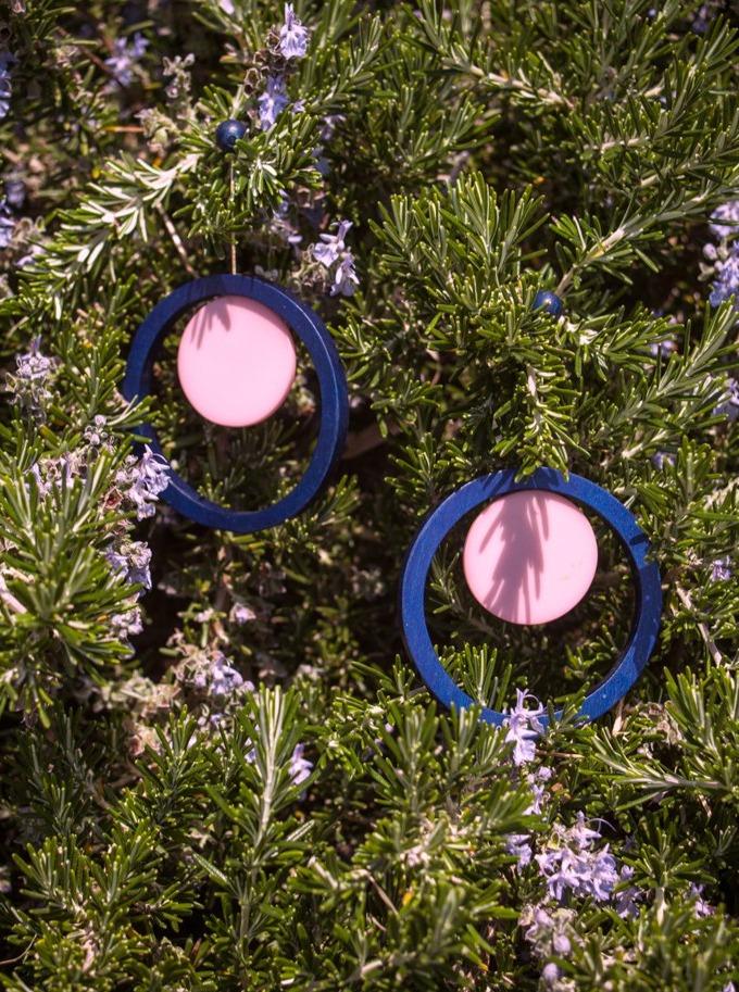 Orecchini Legno Grandi Algeria - fucsia - Bijondo