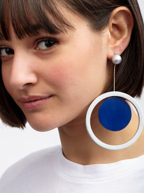 Orecchini Legno Grandi Algeria Metallic - argento - Bijondo