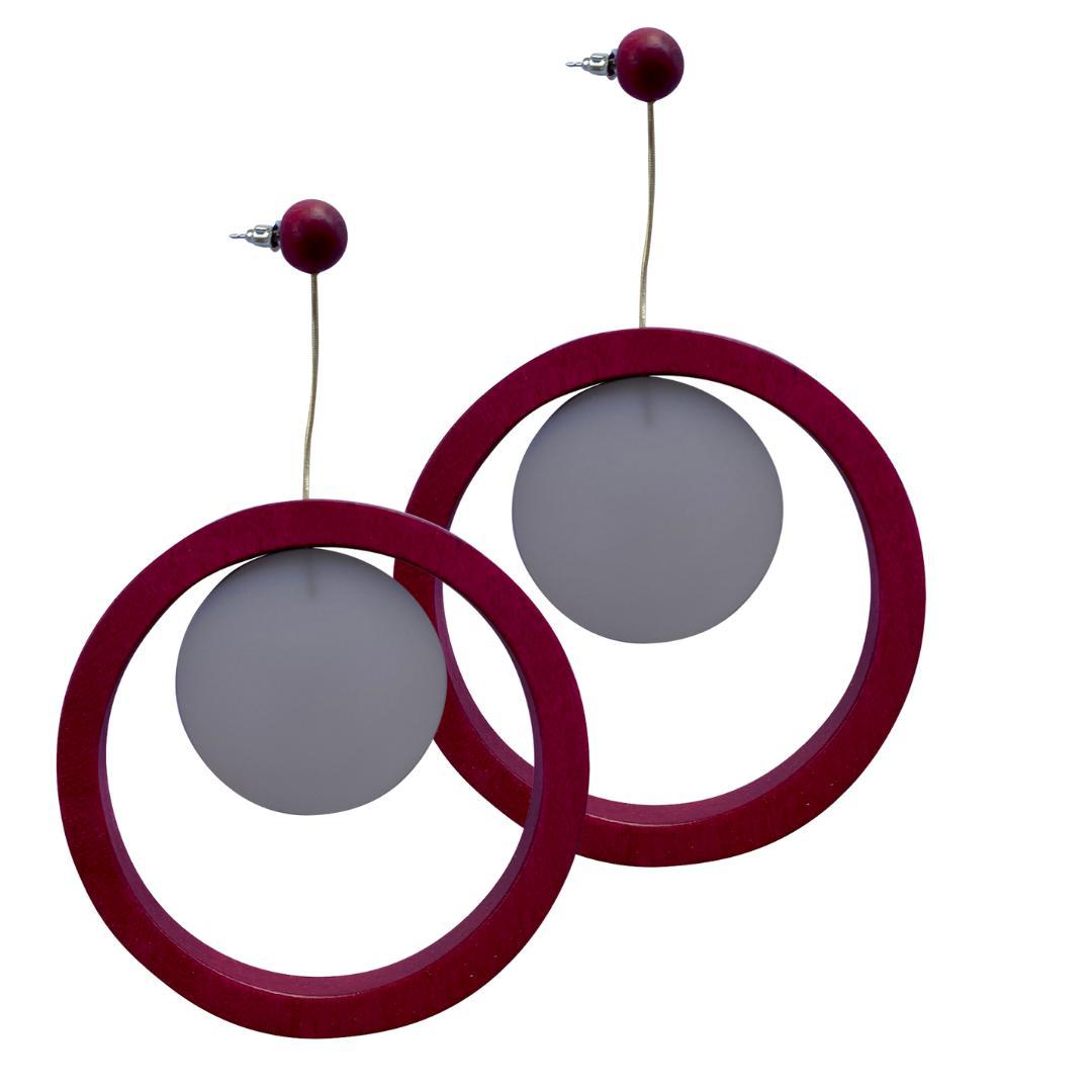 Orecchini Legno Grandi Algeria - fucsia - Bijondo