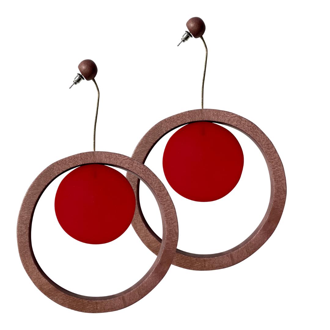 Orecchini Legno Grandi Algeria - rosso - Bijondo