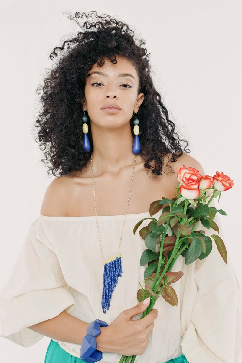 Orecchini Legno Lunghi Big Ben - fucsia - Bijondo