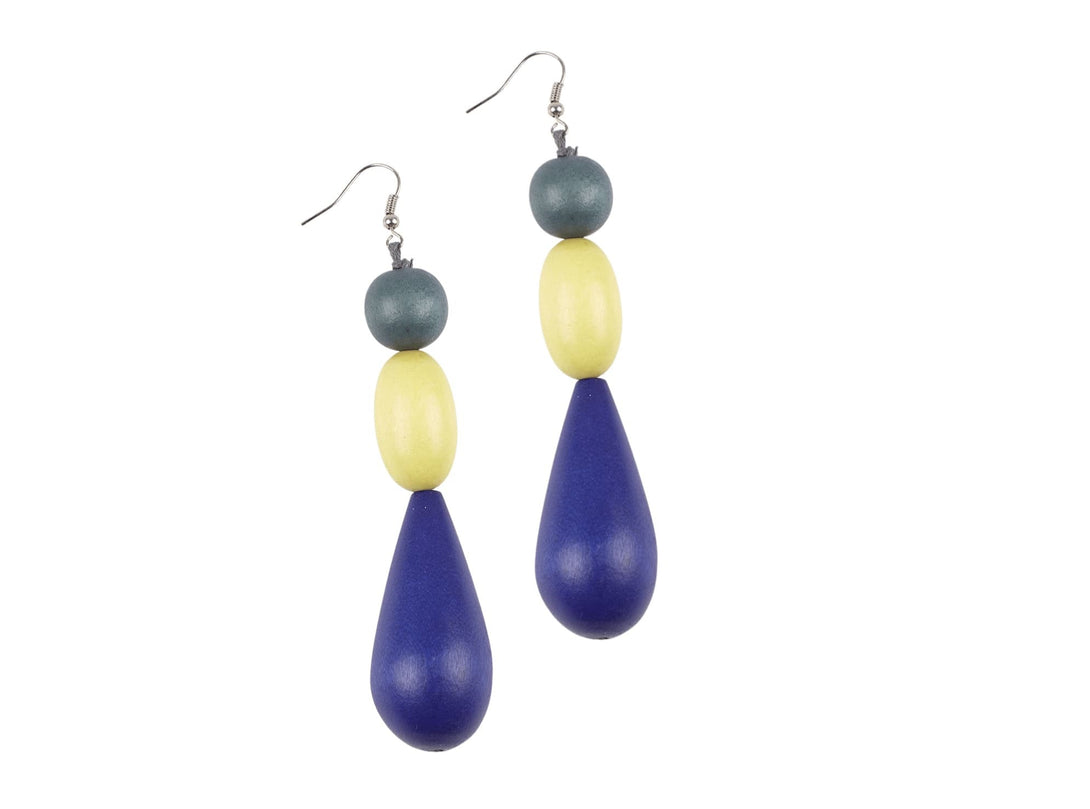 Orecchini Legno Lunghi Big Ben - viola - Bijondo