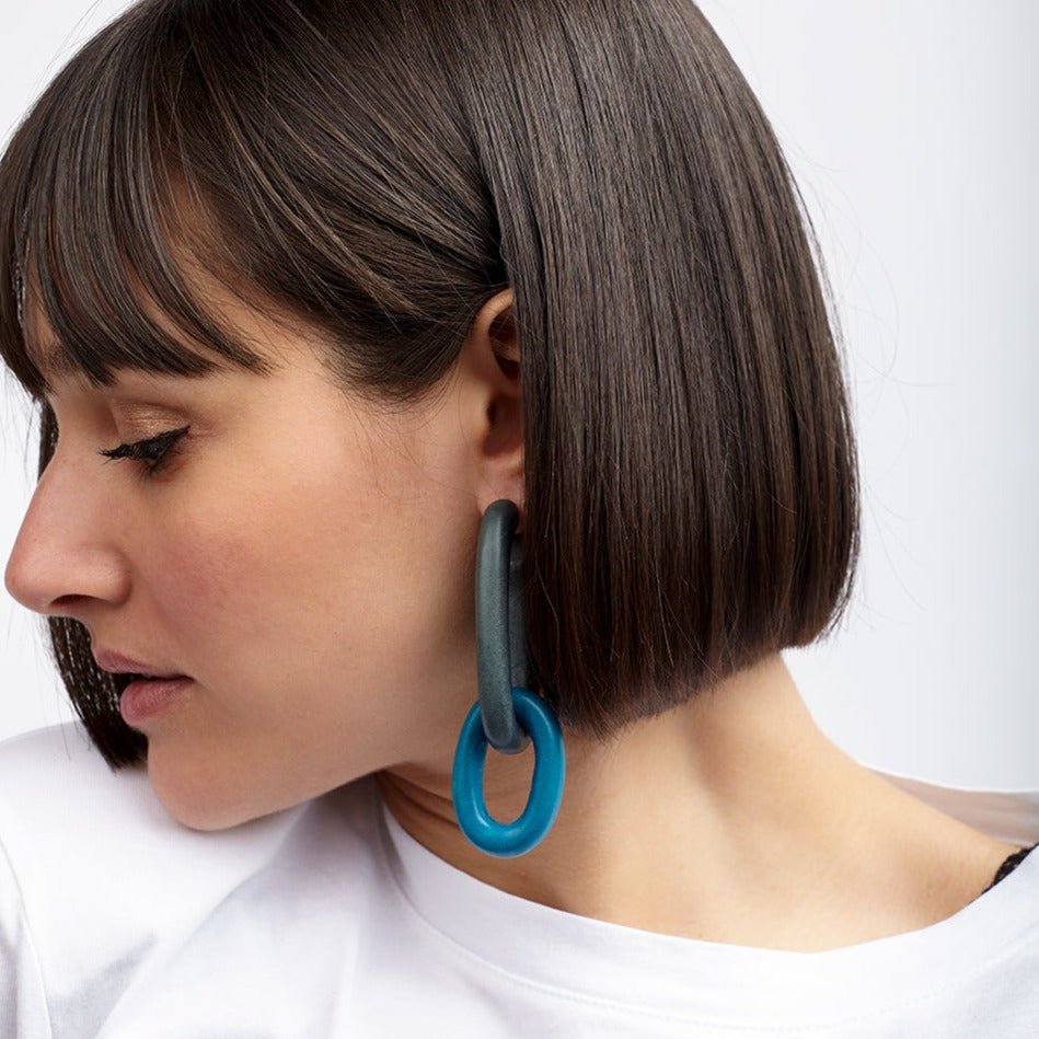 Orecchini Legno Lunghi Georgia - smeraldo - Bijondo