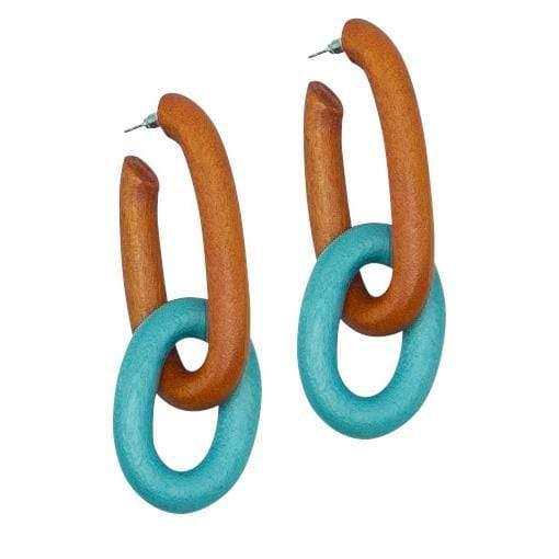 Orecchini Legno Lunghi Georgia - arancione - Bijondo