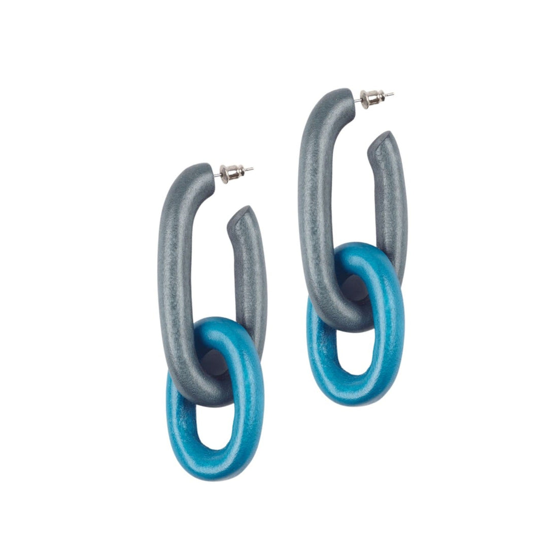 Orecchini Legno Lunghi Georgia - azzurro - Bijondo