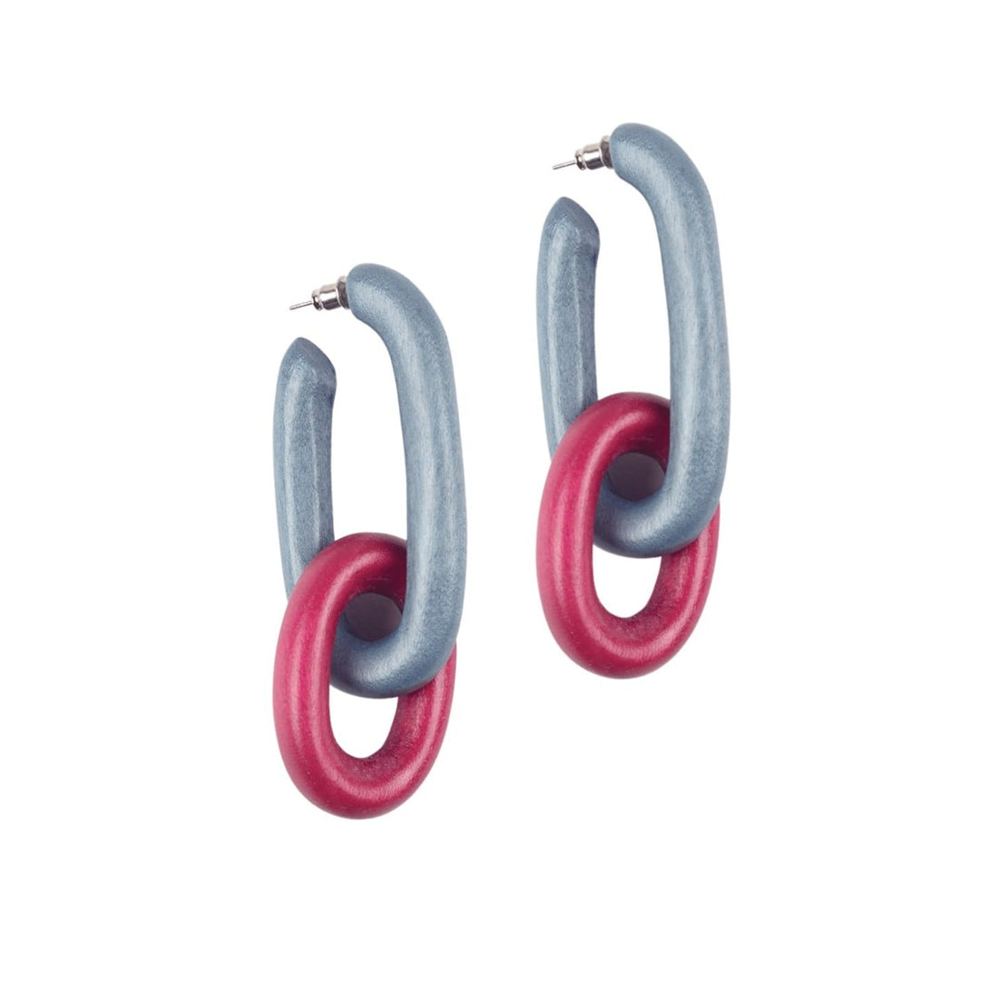 Orecchini Legno Lunghi Georgia - fucsia - Bijondo