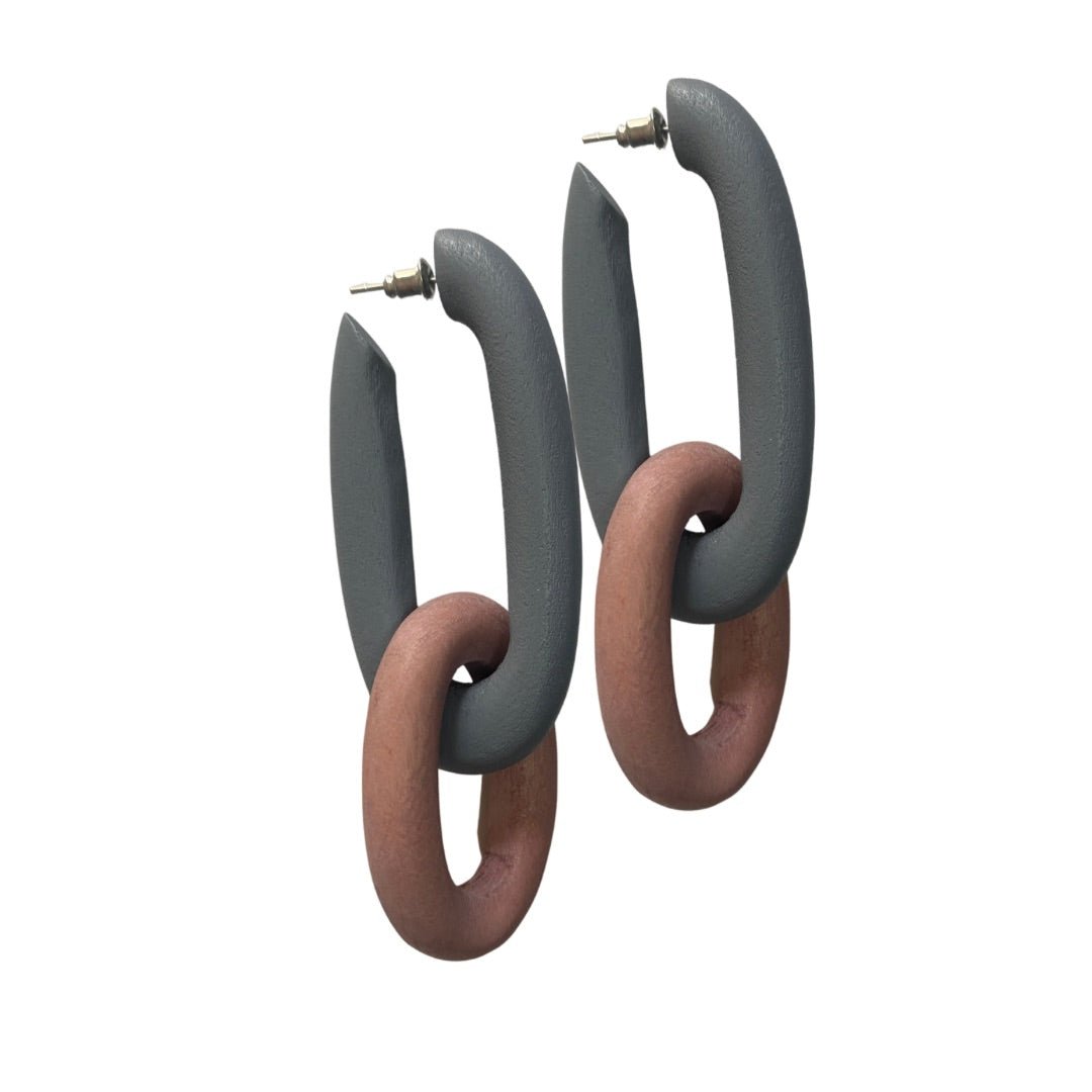 Orecchini Legno Lunghi Georgia - rosa - Bijondo