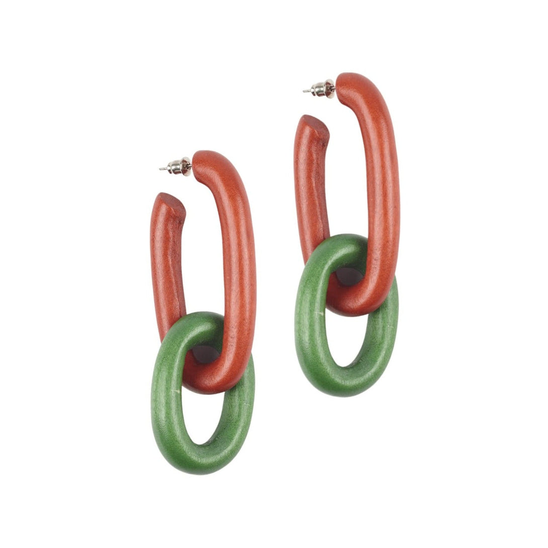 Orecchini Legno Lunghi Georgia - ruggine - Bijondo