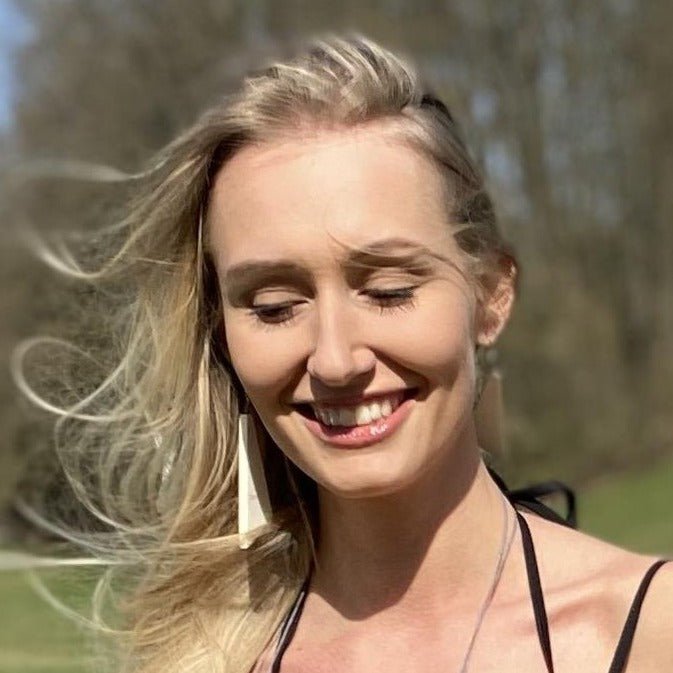 Orecchini Legno Lunghi Togo - blu di prussia - Bijondo