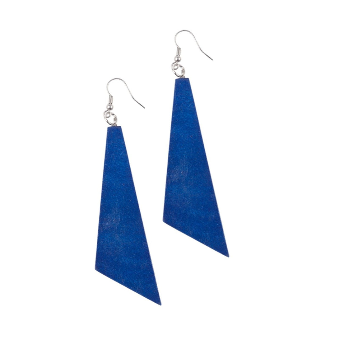 Orecchini Legno Lunghi Togo - blu - Bijondo