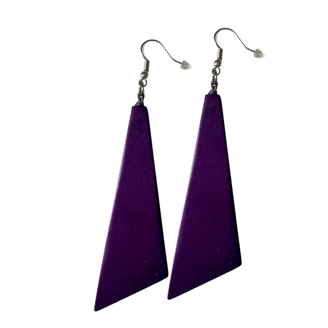 Orecchini Legno Lunghi Togo - viola - Bijondo