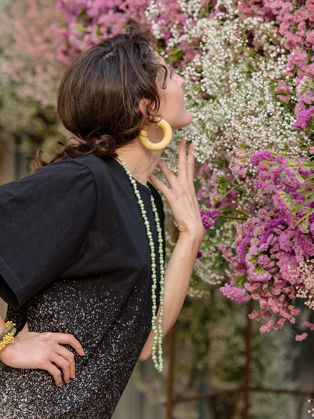Orecchini Legno a cerchio Gullfoss-fucsia-Bijondo