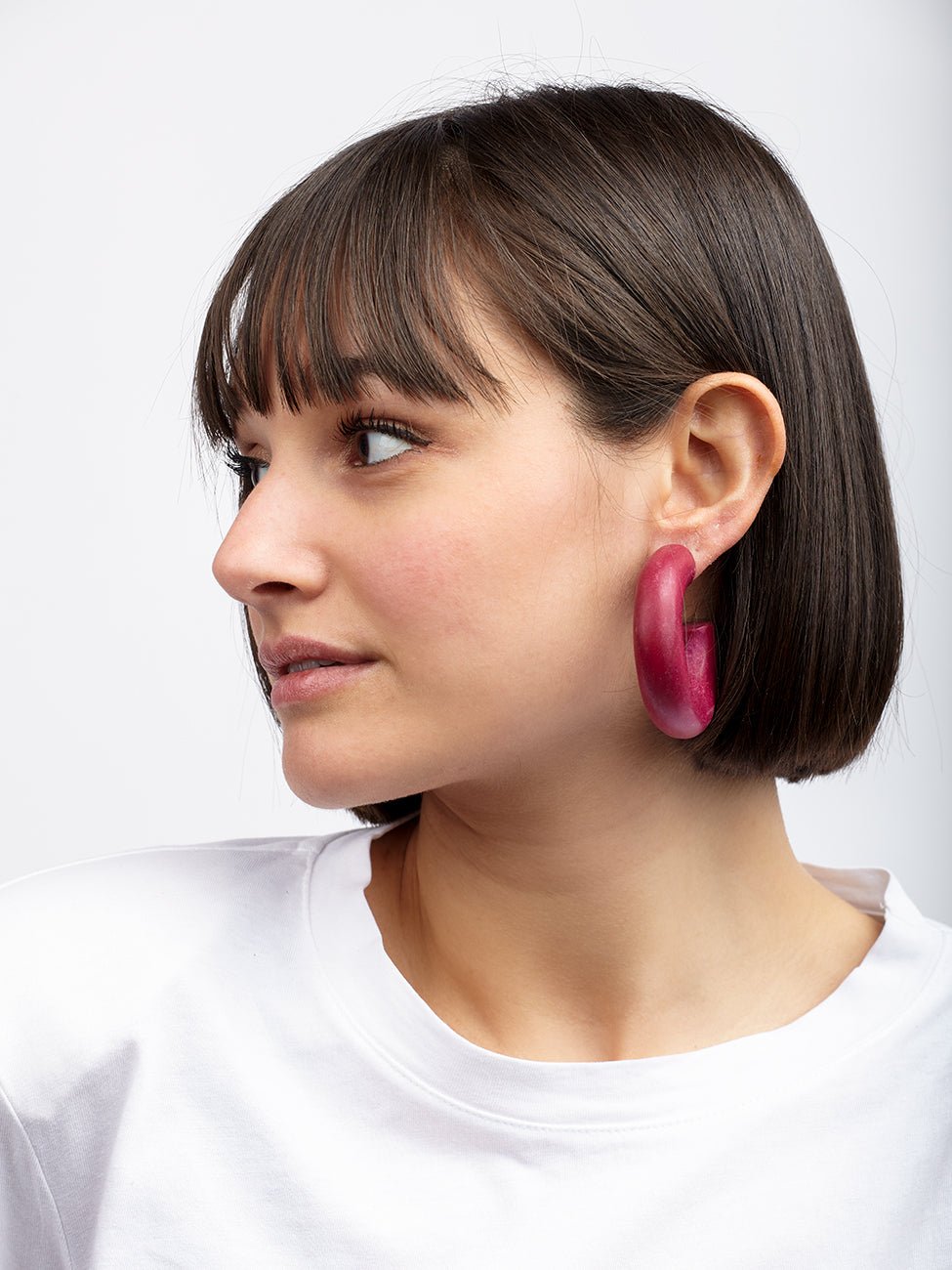 Orecchini Legno a cerchio Gullfoss - fucsia - Bijondo