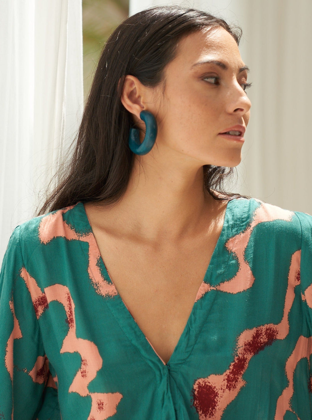 Orecchini Legno a cerchio Gullfoss - fucsia - Bijondo