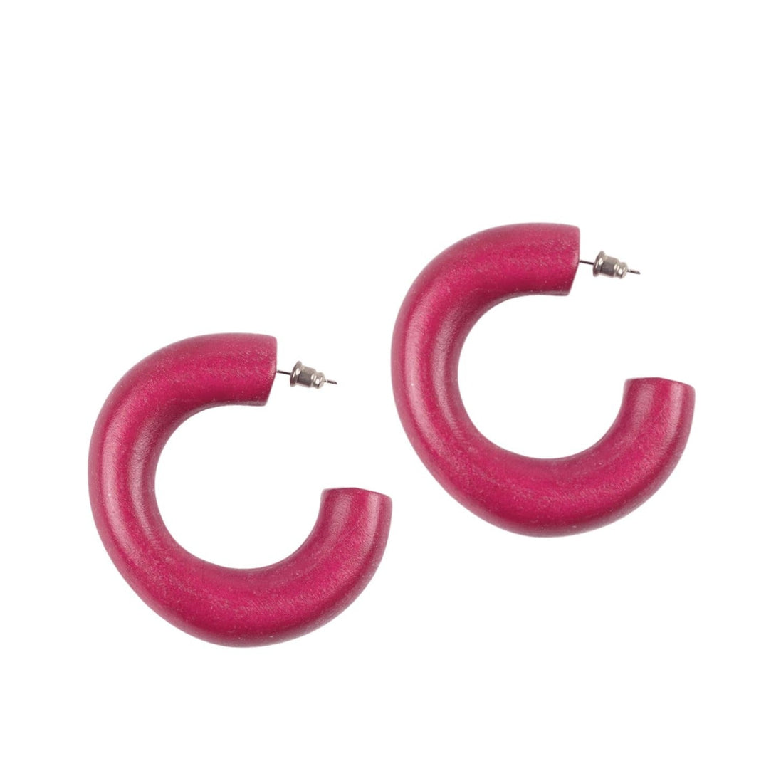Orecchini Legno a cerchio Gullfoss - fucsia - Bijondo
