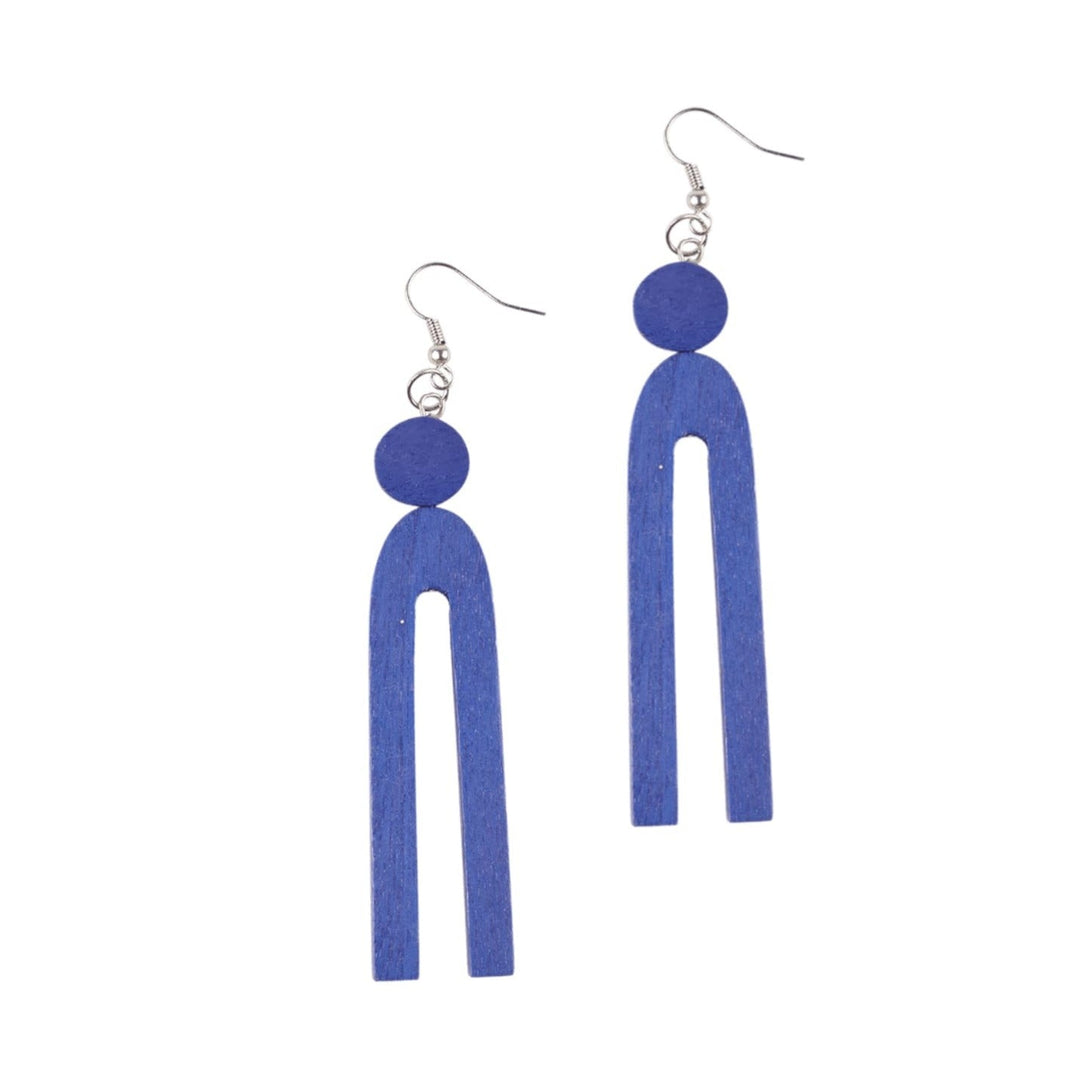 Orecchini Legno lunghi design Naxos - viola - Bijondo