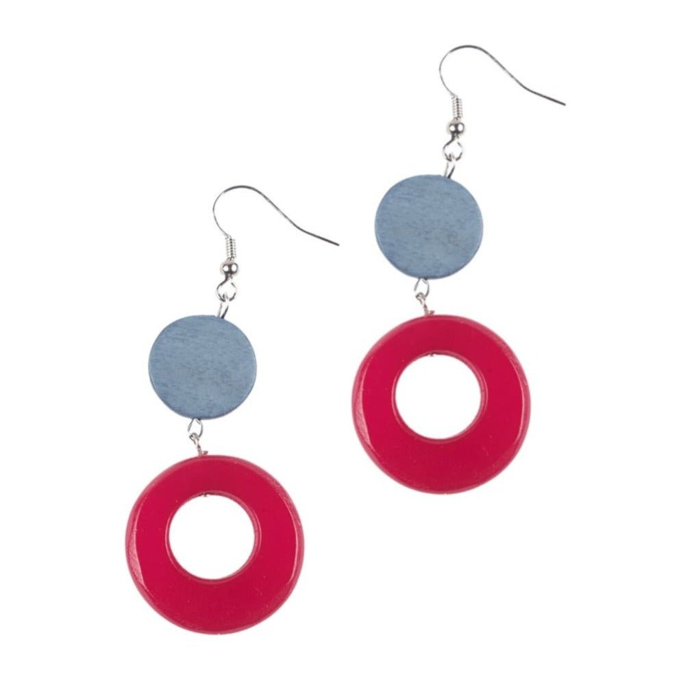 Orecchini Legno resina pendenti Colosseo - fucsia - Bijondo