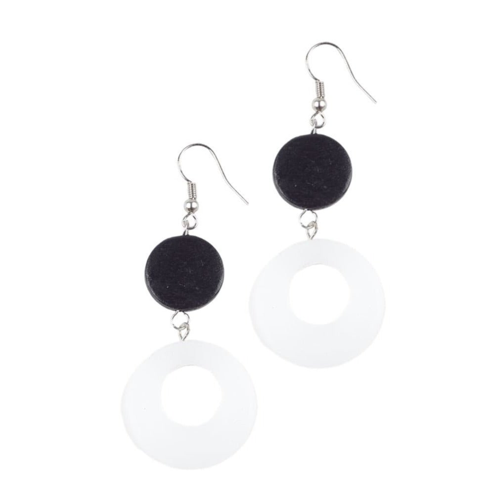 Orecchini Legno resina pendenti Colosseo - nero - Bijondo