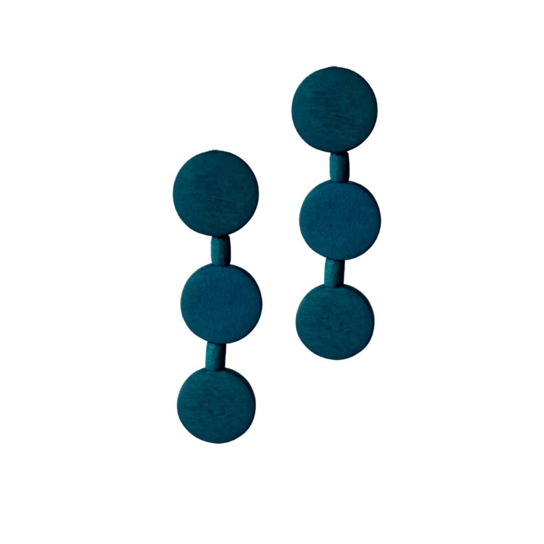 Orecchini Little Italy legno - petrolio - Bijondo