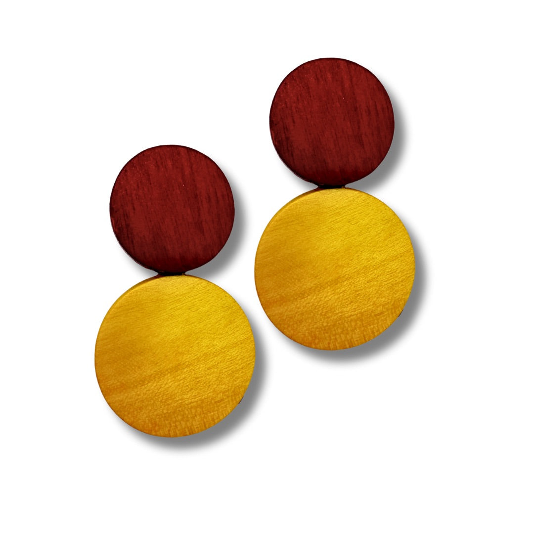 Orecchini Maiana legno, design minimal, costume jewelry-Orecchini-Bijondo-Giallo-Bijondo