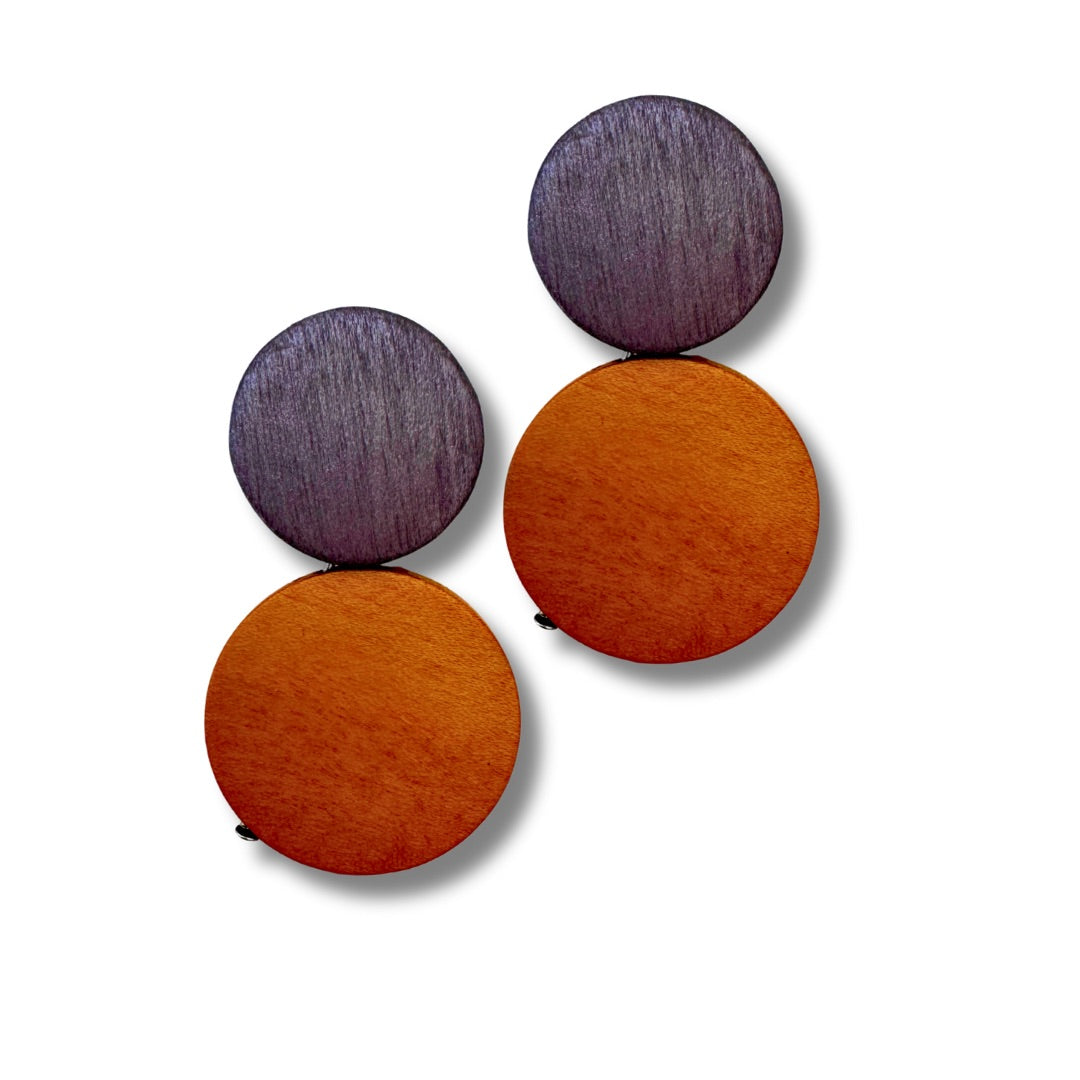 Orecchini Maiana legno, design minimal, costume jewelry-Orecchini-Bijondo-Zafferano-Bijondo