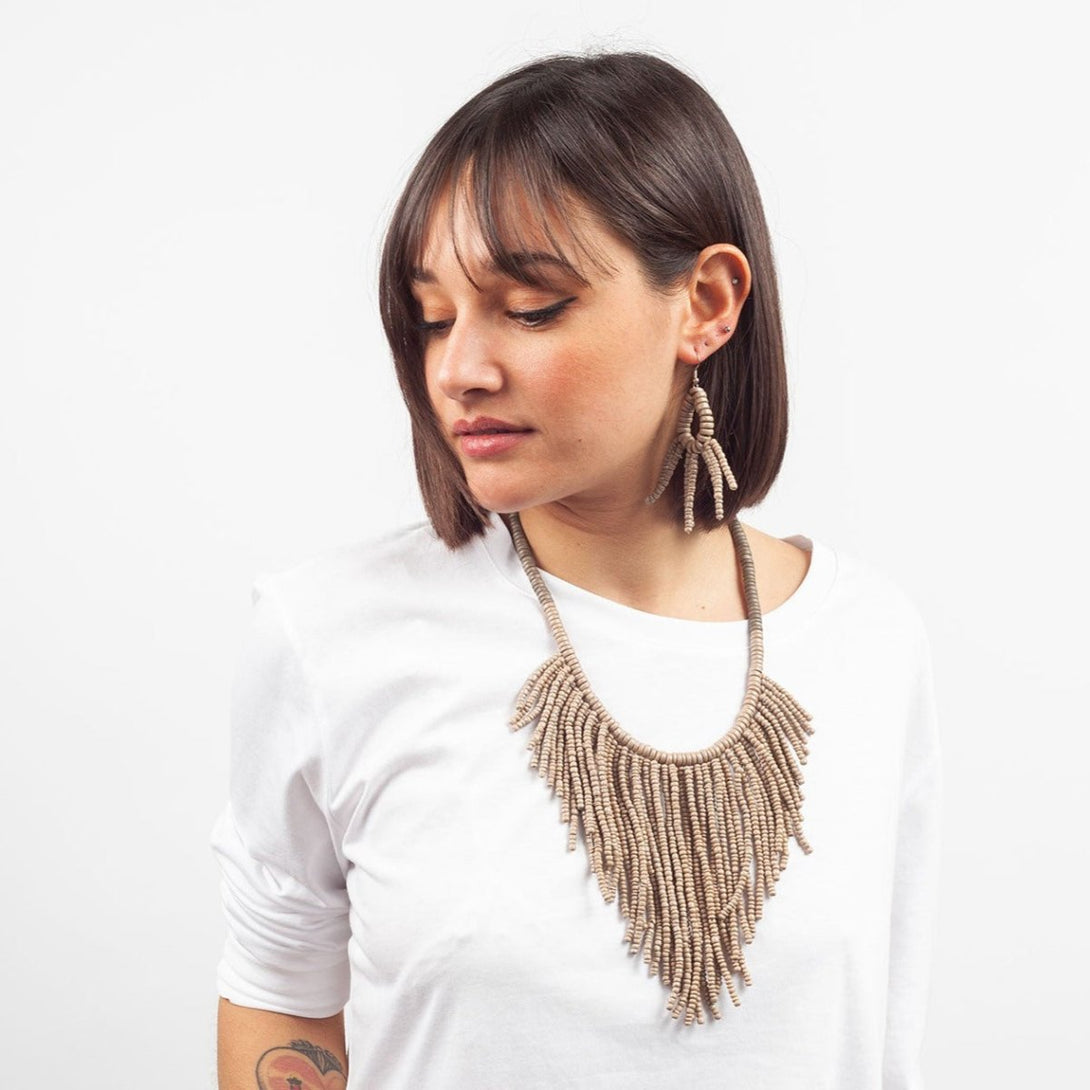 Orecchini Millie legno - perlato - Bijondo