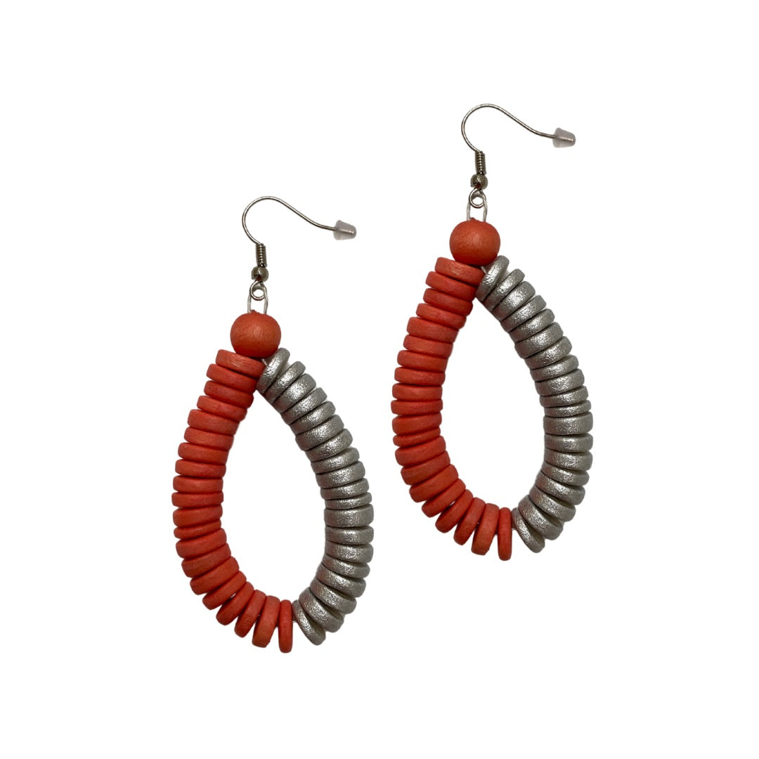 Orecchini Rory legno metallic mix-aragosta-Bijondo