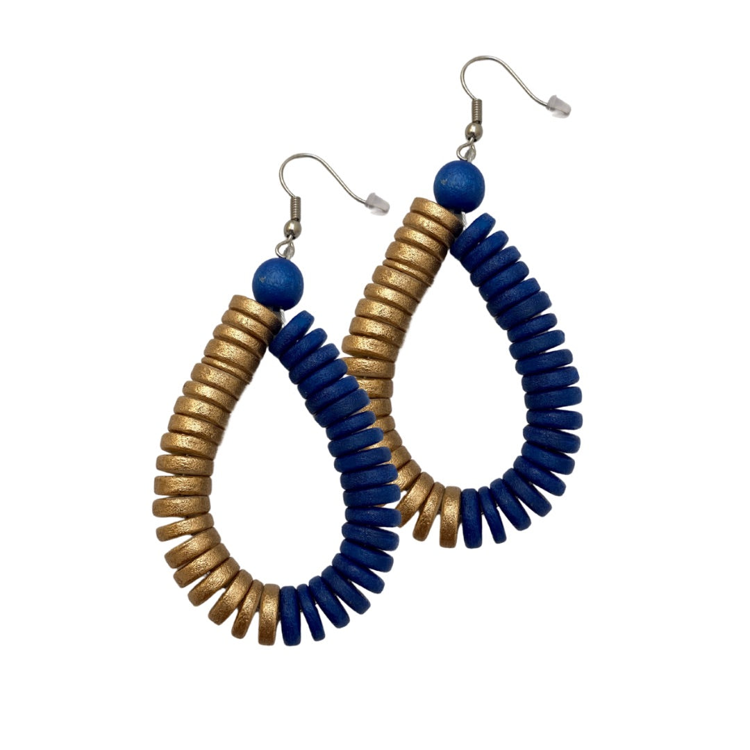Orecchini Rory legno metallic mix-blu elettrico-Bijondo