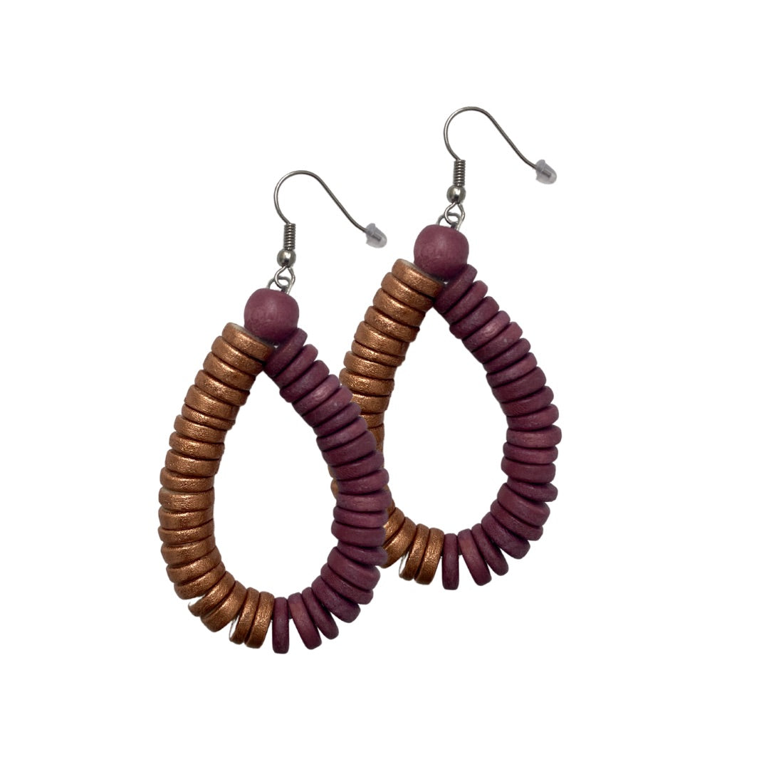 Orecchini Rory legno metallic mix-ciclamino-Bijondo