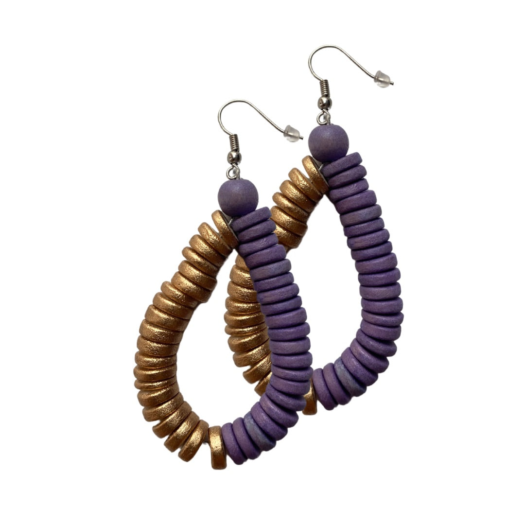 Orecchini Rory legno metallic mix-lilla-Bijondo