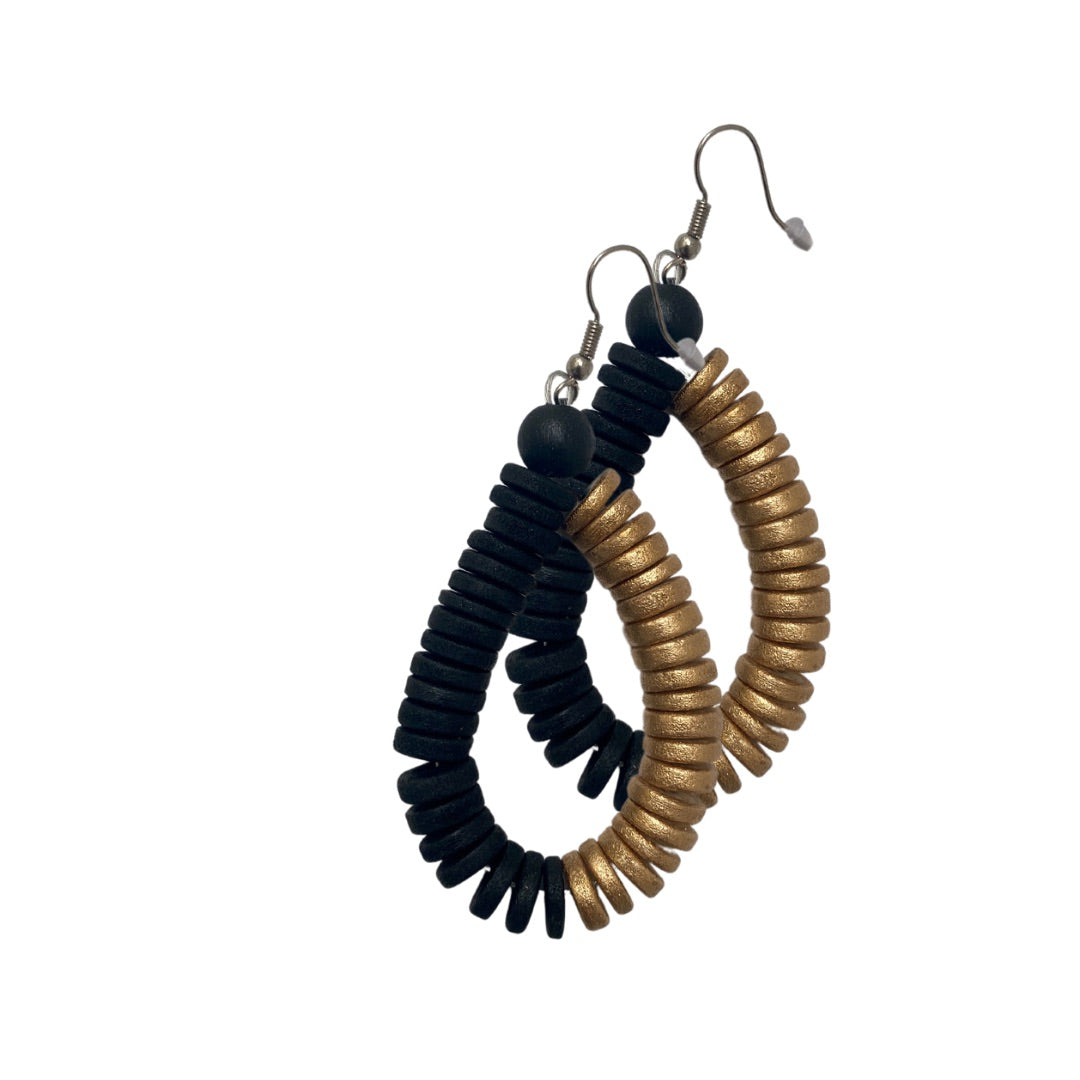 Orecchini Rory legno metallic mix-nero-Bijondo