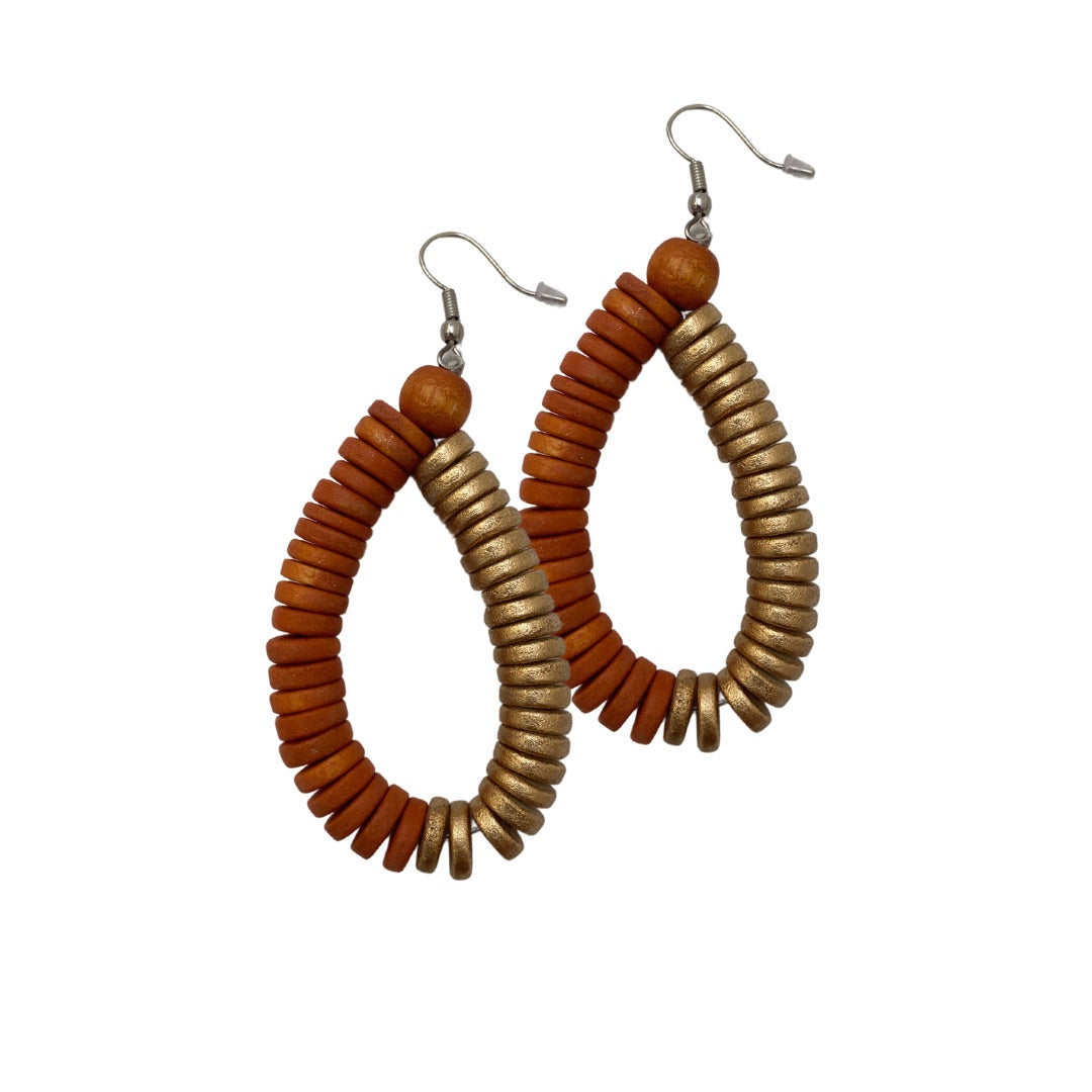 Orecchini Rory legno metallic mix-ocra-Bijondo