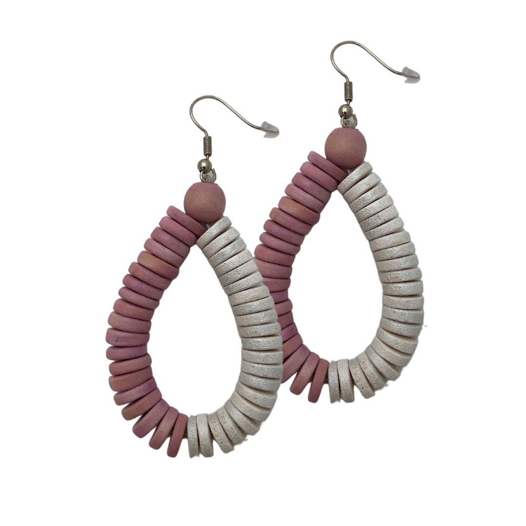 Orecchini Rory legno metallic mix-rosa barbie-Bijondo