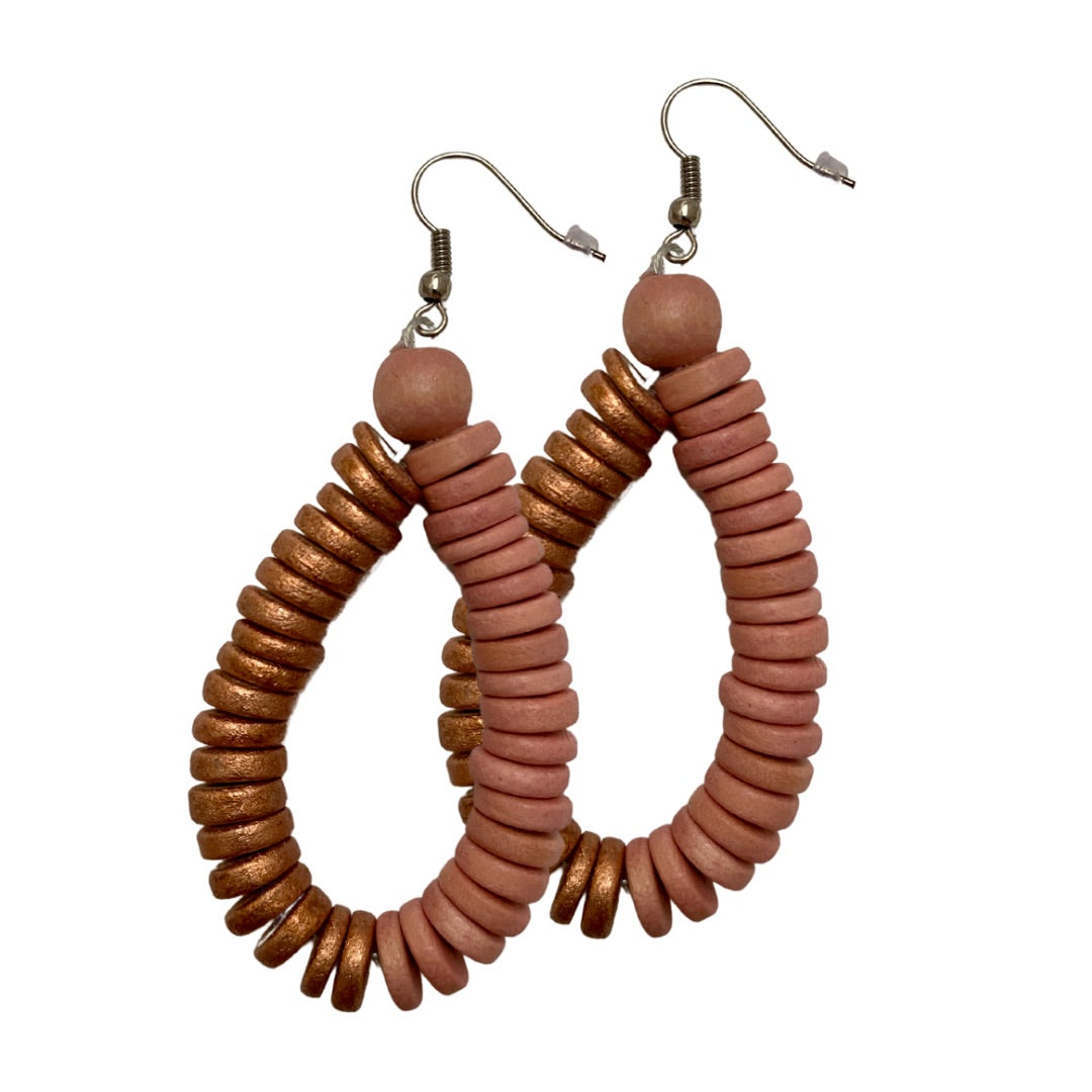 Orecchini Rory legno metallic mix-salmone-Bijondo