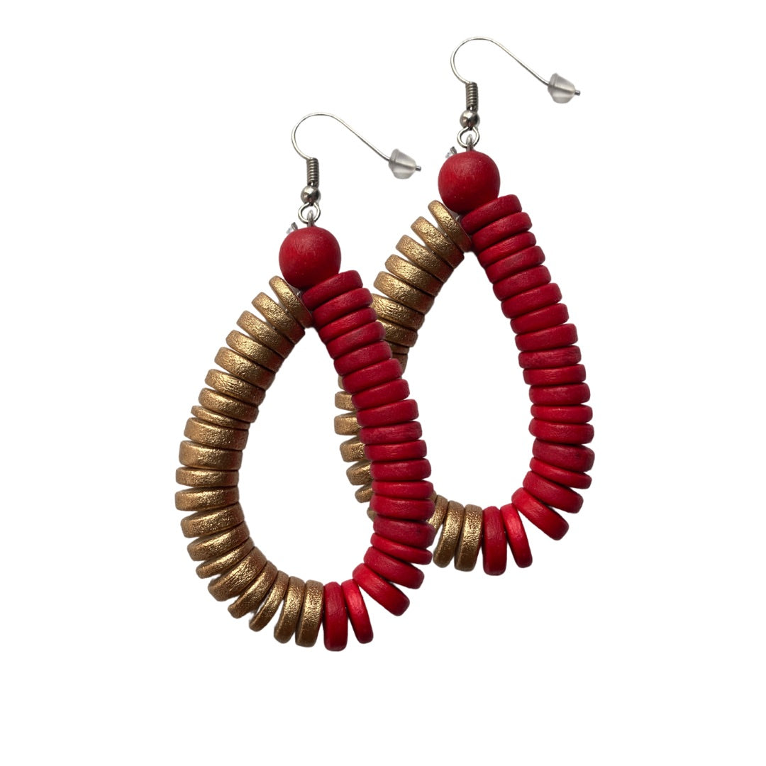 Orecchini Rory legno metallic mix-rosso valentino-Bijondo