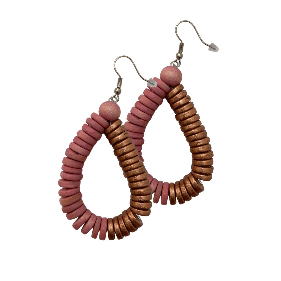 Orecchini Rory legno metallic mix-cipria-Bijondo